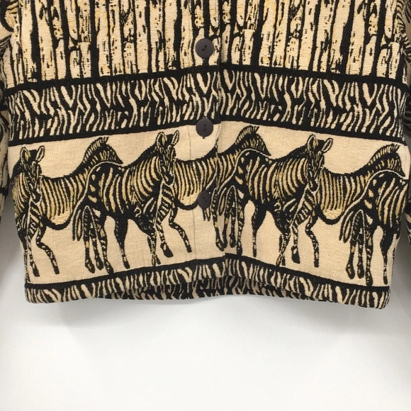 TanTrums Rare Jacket Womens M Vintage Brown Zebra Print Button Front Woven - Picture 2 of 11